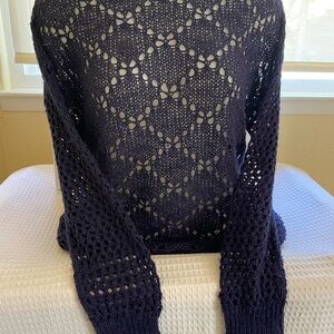 Coldwater Creek Navy Crochet Sweater
